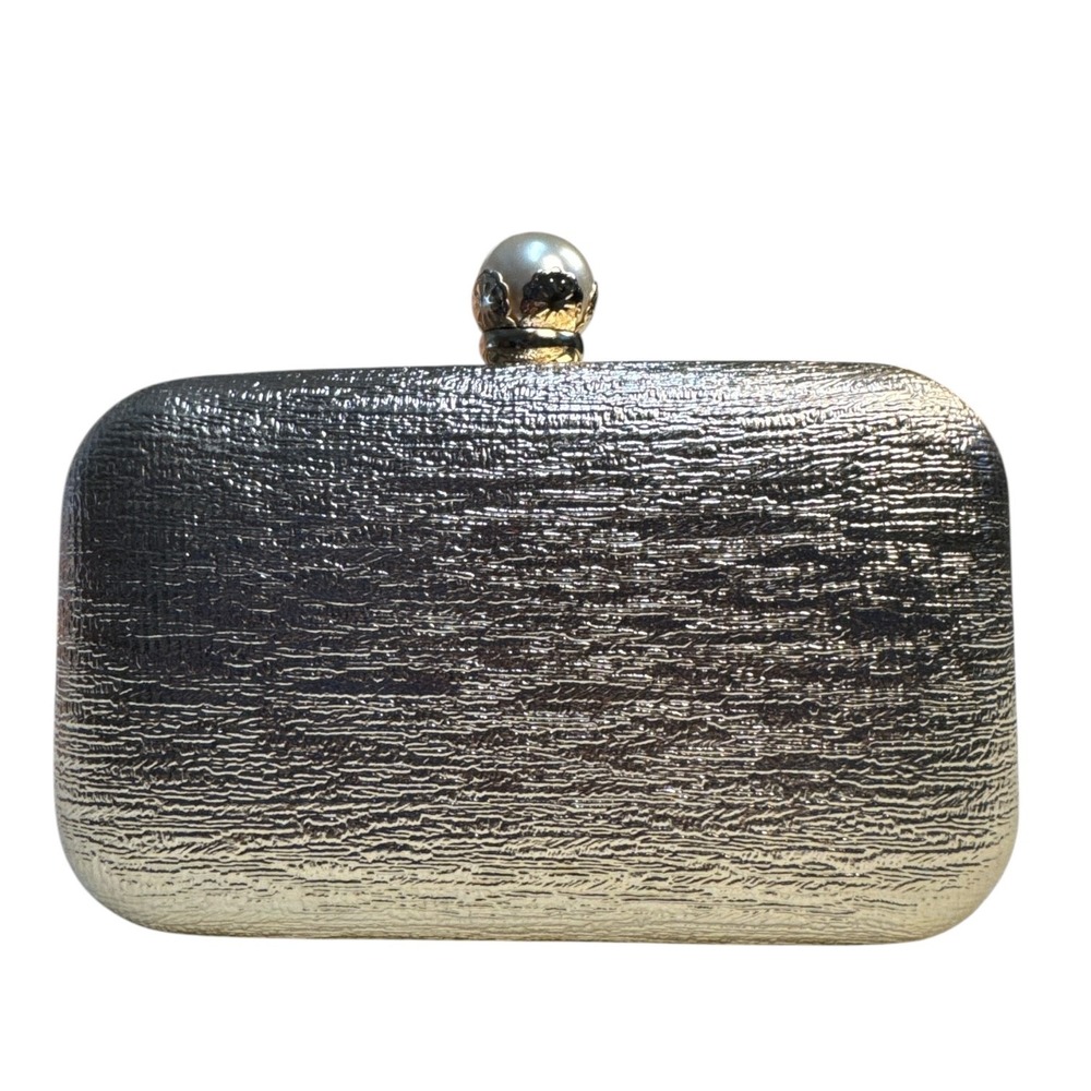 D'Margeaux NY Shimmery Champagne Evening Party Clutch NWT Purse Snap Closure‎